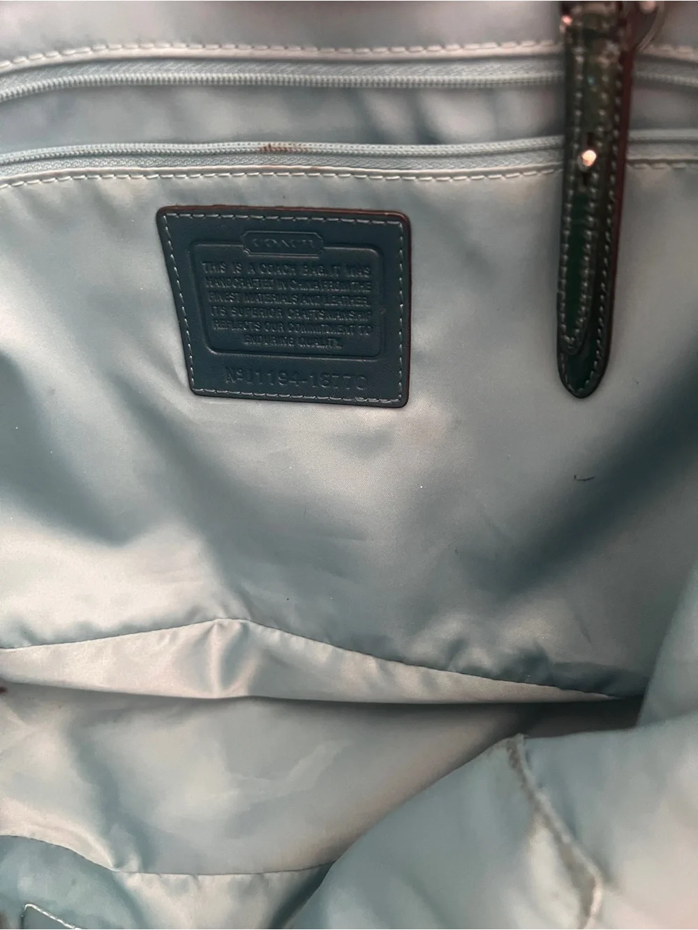 Coach Forest Green Patent Leather Tote with Chain-Accent Straps